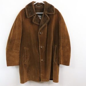 Vintage 70s Sherpa Lined Corduroy Topcoat Jacket